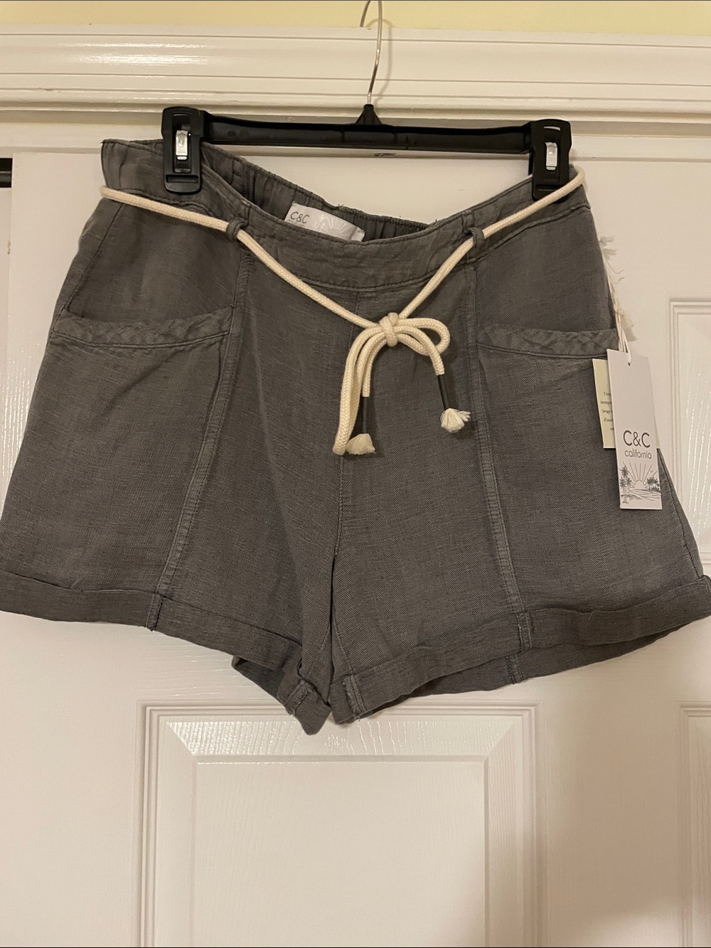 C&C California Charcoal Drawstring Linen-Blend  Shorts